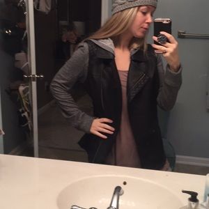 Leather sweater jacket